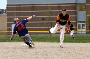 Photos by Brian Lockhart The Mansfield Cubs take on the Orangeville Giants at Princess of Wales Park in Orangeville on Monday, May 11. The Cubs won their first game of the season leaving the diamond with a 5–3 win.