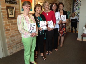 Brenda. Juno, Nancy Frater, BookLore , author Charlotte Gray, Rose Dotten, CEO, Shelburne Public Library and Darla Fraser, Chief Librarian, Orangeville Public Library (absent) Shann Leighton, CEO, Grand Valley Public Library proudly displaying The Massey Murder, this years's One Book One County choice
