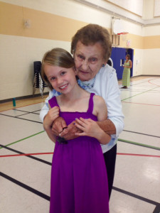 Aireanna Elderfield with her very proud Great-Grandmother Joan Morimore, who cut of 8–10” of hair and raised $50