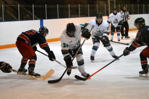 Photos by Brian Lockhart The Shelburne Sharks host the Grey Highlands Bravehearts at the Centre Dufferin Recreation Complex in Shelburne during Monday (Sept. 21) night's home game. The Sharks gave up a 9–7 loss to the visitors in their fourth game of the season.