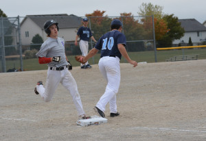 Photos by Brian Lockhart The Centre Dufferin District High School Royals baseball team takes on J.F. Ross at Princess of Wales Park in Orangeville on Monday, October 5. The Royals played a solid game but had to settle for an 8–2 loss in their final game of the regular season schedule.
