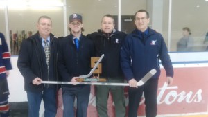 Photos Submitted Shelburne Midget team makes history – Pictured: Mike Fazackerley, Justin Paulitzki, Mike Taylor, Mark Earle (head coach)